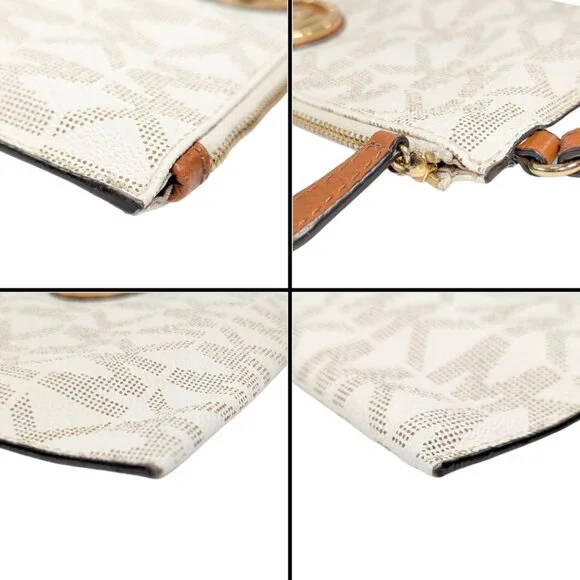 Michael Kors White Signature Large Jet Set PVC Wristlet Wallet Pouch - Picture 5 of 7